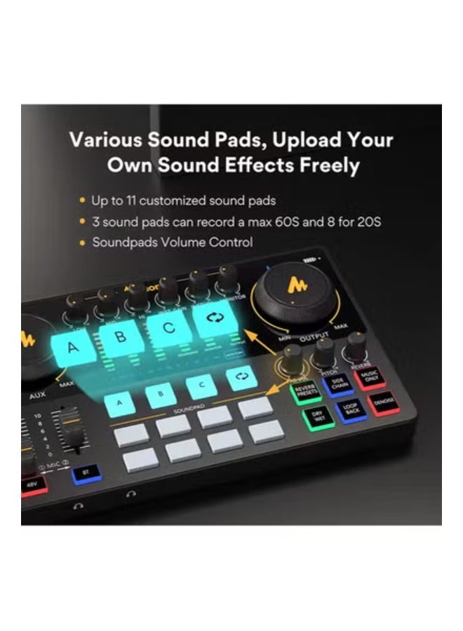 ماونو بطاقة صوت Maono AME2، واجهة صوت Maonocaster، معدات بودكاست، خلاط استوديو متعدد الإمكانات للبث المباشر، الجيتار، الكمبيوتر الشخصي - Image 2